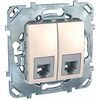 Розетка телефонная двойная RJ12+RJ12, UNICA, Schneider Electric [Бежевый]
