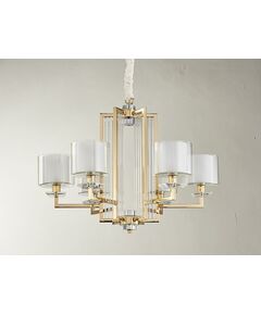 NEWPORT 4400 gold , Люстра, [Gold Clear crystal Clear glass D75*H53 cm E14 6*60W + LED 2*5W]