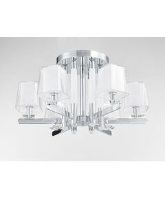 NEWPORT 4900, Потолочный светильник, [Nickel Glass clear/matt white D72*H42 cm E14 6*60W + LED 6*2W]