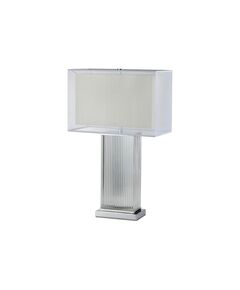 NEWPORT 3290 [Настольная лампа, Chrome Clear glass White/Beige shade L42*20*H68 см E27 2*40W]