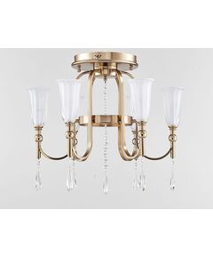 NEWPORT 4800, Потолочный светильник, [French gold Clear crystal Matt white glass D55*H38 cm E14 6*60W]