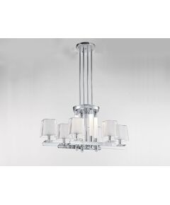 NEWPORT 4900 [Подвесной светильник, Nickel Glass clear/matt white L86*43.5*H42 cm E14 6*60W + LED 4*2W]