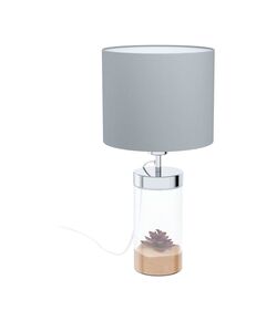 Настольная лампа LIDSING, 1x40W(E27), стекло, прозрачный/текстиль, серо-коричневый