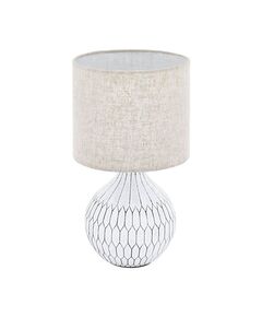 Настольная лампа BELLARIVA 3, 1х40W(E27), керамика, белый/текстиль, светло-коричн