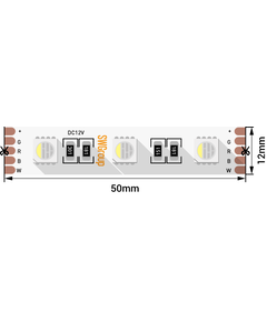 Лента светодиодная стандарт 5050, 60 LED/м, 19,2 Вт/м, 12В , IP20, Цвет: RGB + нейтральный белый