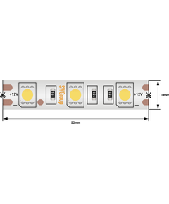 (((Эстетта) Лента светодиодная стандарт SMD5050, 60 LED/м, 14,4 Вт/м, 12В , IP68, Цвет: Теплый белый