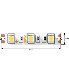(((Эстетта) Лента светодиодная стандарт SMD5050, 60 LED/м, 14,4 Вт/м, 12В , IP20, Цвет: Желтый
