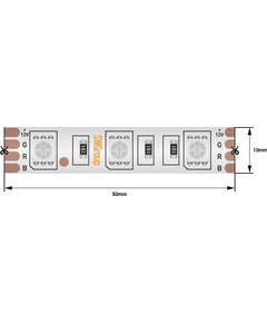 (((Эстетта) Лента светодиодная стандарт SMD5050, 60 LED/м, 14,4 Вт/м, 12В , IP68, Цвет: RGB