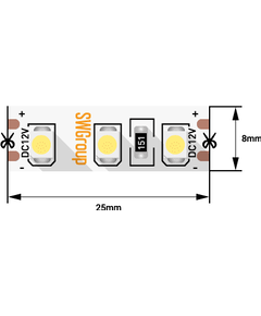 (((Эстетта) Лента светодиодная стандарт SMD3528, 120 LED/м, 9,6 Вт/м, 12В , IP20, Цвет: Желтый