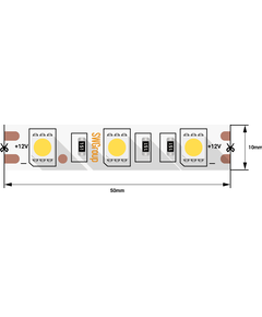 (((Эстетта) Лента светодиодная стандарт SMD5050, 60 LED/м, 14,4 Вт/м, 12В , IP20, Цвет: Синий