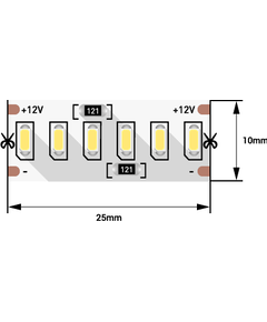 (((Эстетта) Лента светодиодная стандарт SMD3014, 240 LED/м, 24 Вт/м, 12В , IP20, Цвет: Теплый белый