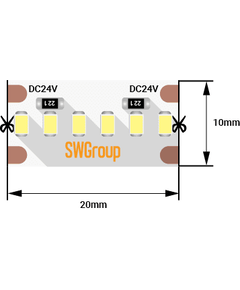 (((Эстетта) Лента светодиодная стандарт SMD2216, 300 LED/м, 19,4 Вт/м, 24В , IP20, Цвет: xолодный бе