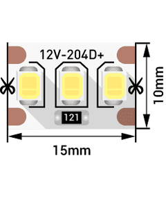 (((Эстетта) Лента светодиодная стандарт SMD2835, 204 LED/м, 22 Вт/м, 12В , IP20, Цвет: Теплый белый