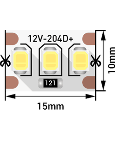 (((Эстетта) Лента светодиодная стандарт SMD2835, 204 LED/м, 22 Вт/м, 12В , IP20, Цвет: Нейтральный б