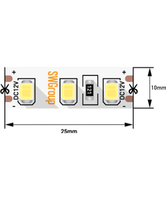Лента светодиодная стандарт 2835, 120 LED/м, 12 Вт/м, 12В , IP20, Цвет: Нейтральный белый