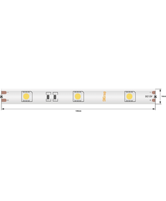 (((Эстетта) Лента светодиодная стандарт SMD5050, 30 LED/м, 7,2 Вт/м, 12В , IP65, Цвет: Теплый белый