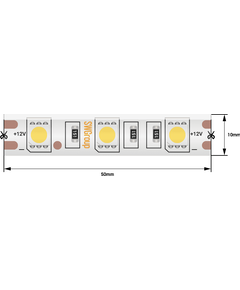 (((Эстетта) Лента светодиодная стандарт SMD5050, 60 LED/м, 14,4 Вт/м, 12В , IP65, Цвет: Ультра xолод