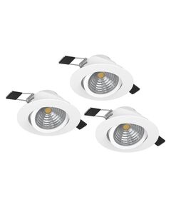 900745 Комплект встраиваемых диммируемых светильников SALICETO, 3X6W (LED), 2700K, 1350lm, Ø88, алюминий, белый / стекло, прозрачный, белый 