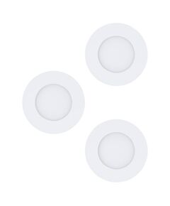 98633 Комплект встраиваемых светильников FUEVA 1, 3X2,8W (LED), 3000K, 1050lm, IP20/44, Ø85, литой металл, белый / пластик, белый 
