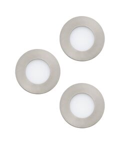 98634 Комплект встраиваемых светильников FUEVA 1, 3X2,8W (LED), 3000K, 1050lm, IP20/44, Ø85, литой металл, матовый никель / пластик, белый 