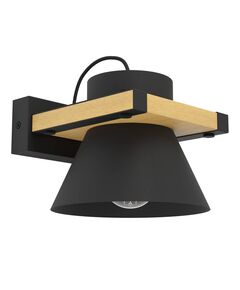 43958 Бра (настенный светильник) MACCLES, 1X15W (E27), H150, сталь, дерево, черный, коричневый