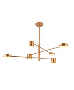 ((07650-6,33(3000K) Люстра Мекли золото d90 h78 Led 3*6w+3*8w (3000K)