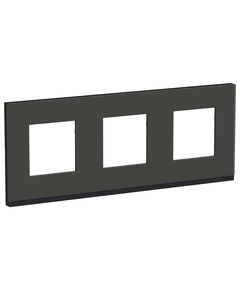 Рамка 3-постовая, горизонтальная, черное стекло/антрацит, UNICA PURE