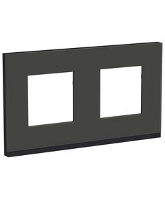 Рамка 2-постовая, горизонтальная, черное стекло/антрацит, UNICA PURE