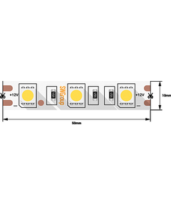 Лента светодиодная SWG стандарт 5050, 60 LED/м, 14,4 Вт/м, 12В , IP20, Цвет: Холодный белый