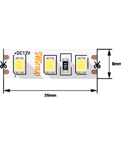 Лента светодиодная SWG стандарт 2835, 120 LED/м, 9,6 Вт/м, 12В , IP20, Цвет: Теплый белый