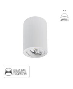 Светильник потолочный накладной SENTRY для MR16 Ø70x100мм белый IP20 A1566PL-1WH