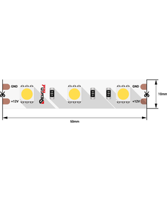 Лента светодиодная LUX, SMD5050, 60 LED/м, 14,4 Вт/м, 12В, IP33, Холодный белый (6000K) DSG560-12-W-33