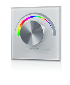 Радио панель EasyDim W-RGB (W) встраиваемая в стену с валкодером на 1 зону для RGB ленты, белая