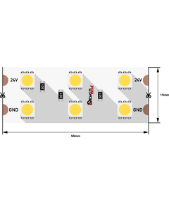 Лента светодиодная LUX, SMD5050, 120 LED/м, 28,8 Вт/м, 24В, IP33, Холодный белый (6000K) DSG5120-24-W-33