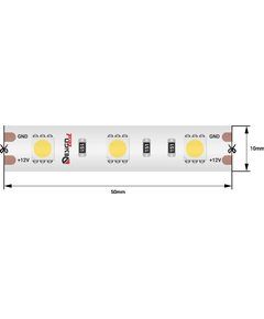 Лента светодиодная LUX, SMD5050, 60 LED/м, 14,4 Вт/м, 12В, IP65, Холодный белый (6000K) DSG560-12-W-65