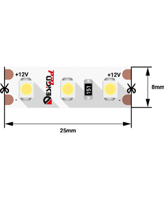 Лента светодиодная DesignLed LUX, 3528, 120 LED/м, 9,6 Вт/м, 12В, IP33, Нейтральный белый (4000K)