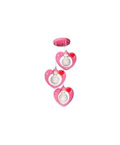 Donolux BABY подвесной светильник, [сердечки, декор розового цвета, шир 40см, выс 80-100см, 3хЕ27 40W]