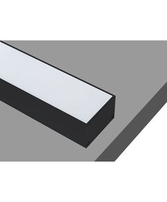 Donolux накладной алюминиевый профиль, 2 метра, [габариты в сборе: 50х35х2000 мм. Черный матовый, RAL9005]