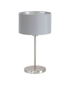 Настольная лампа MASERLO, [1х60W (E27), H420, никель мат./текстиль, серый, серебряный]