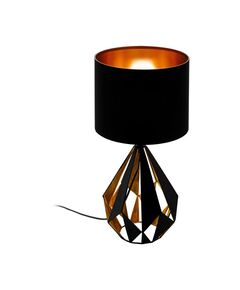 Настольная лампа CARLTON 5, [1х60W(E27), H510, cталь, черный, медь/текстиль, черный, медь]