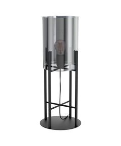 Настольная лампа GLASTONBURY, [1х60W(E27), H565, сталь, черный/ стекло с напылением, черн]