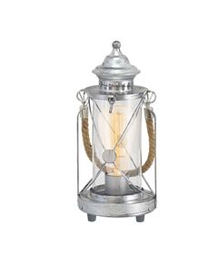 Настольная лампа BRADFORD, [1x60W (E27), H330, сталь, серебро состаренный/стекло]