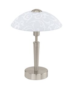 Настольная лампа SOLO [с сенсорн. диммером, 1X60W (E14), никель/стекло с растительным декором]