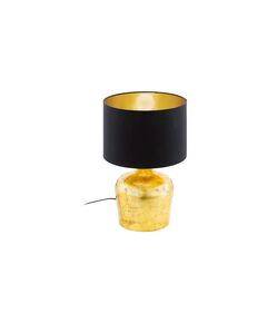Настольная лампа MANALBA, [1х60W(E27), H380, сталь, золотой/текстиль, черный, золотой]