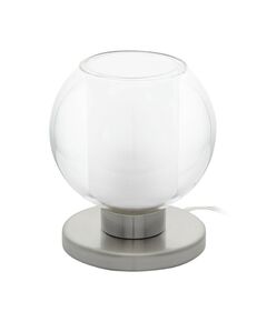 Наст. лампа KARLO 1, [1х60W(E27), H170, сталь, никель матовый/ стекло, прозрачный, белый]