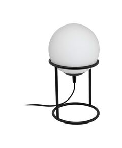 Настольная лампа CASTELLATO 1, [1х28W (E14), H280, основа ?150, сталь, черный/матовое опал. cтекло, белый]