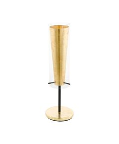 Настольная лампа PINTO GOLD, [1х60W (E27), H500, основа ?155, сталь, черный / стекло, прозрачный, золотой]