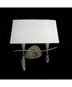 WALL LAMP 2L [ANTIQUE BRASS - OFF WHITE SHADE]