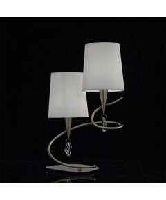 TABLE LAMP 2L ANTIQUE BRASS - OFF WHITE SHADE