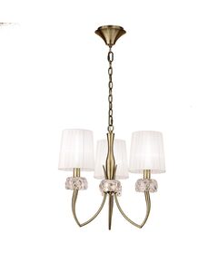 PENTANT LAMP 3L [ANTIQUE BRASS - WHITE SHADE]
